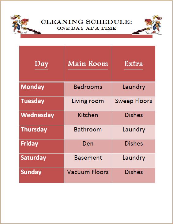 Cleaning Schedule *Free Printable*