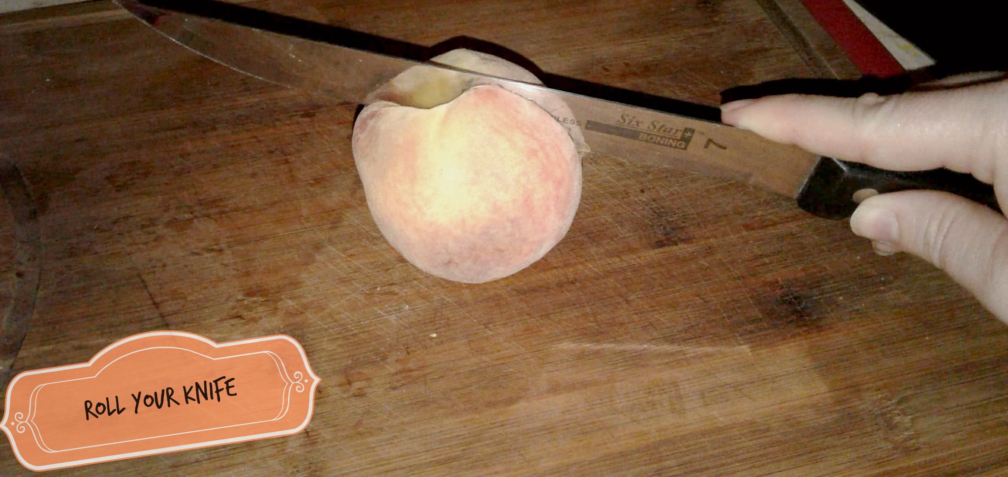 cutting peach
