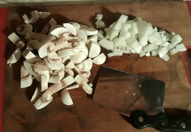 mushrooms and onions cut