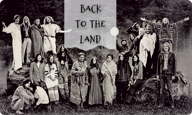 A picture of a Back to the Land commune circa 1977, USA.